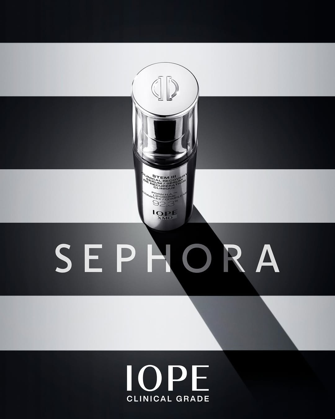 Photo shared by IOPE US on February 24, 2026 tagging @iope_official. May be an image of one or more people, lipstick, makeup, cosmetics and text that says 'ম4 ST 前 EP SEPHORA S RA IOPE CLINICAL CLINICALGRADE GRADE'.