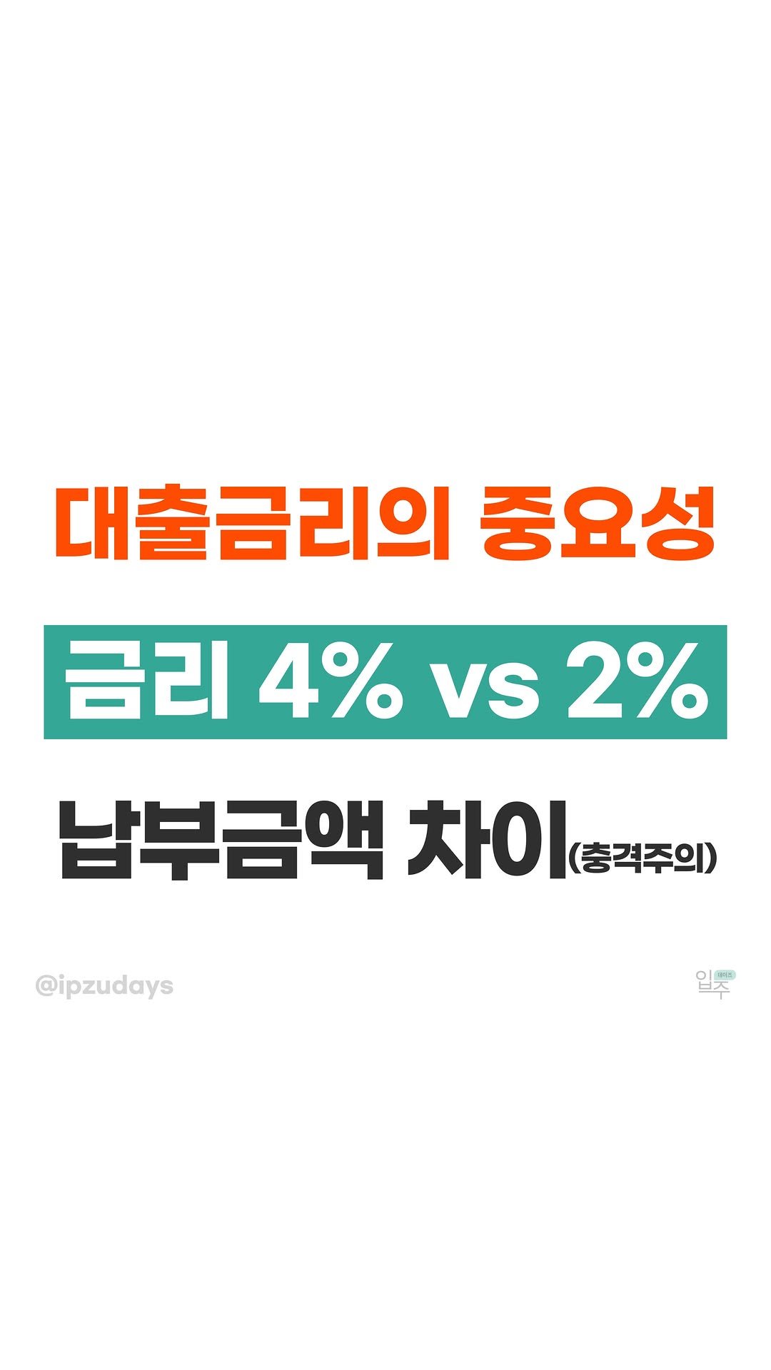 ipzudays 게시물 이미지: 💯 최저 금리로 대출 받고 싶다면?
⠀
금리 2% 차이는?
⠀
매달 몇백만원,...