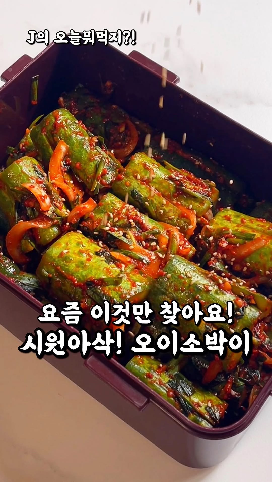 j_yori_ 게시물 이미지: 요즘 반찬 고민 끝! 실패없는 오이소박이 완벽정리✨
요즘 반찬 뭐하지 고민이면
이거...