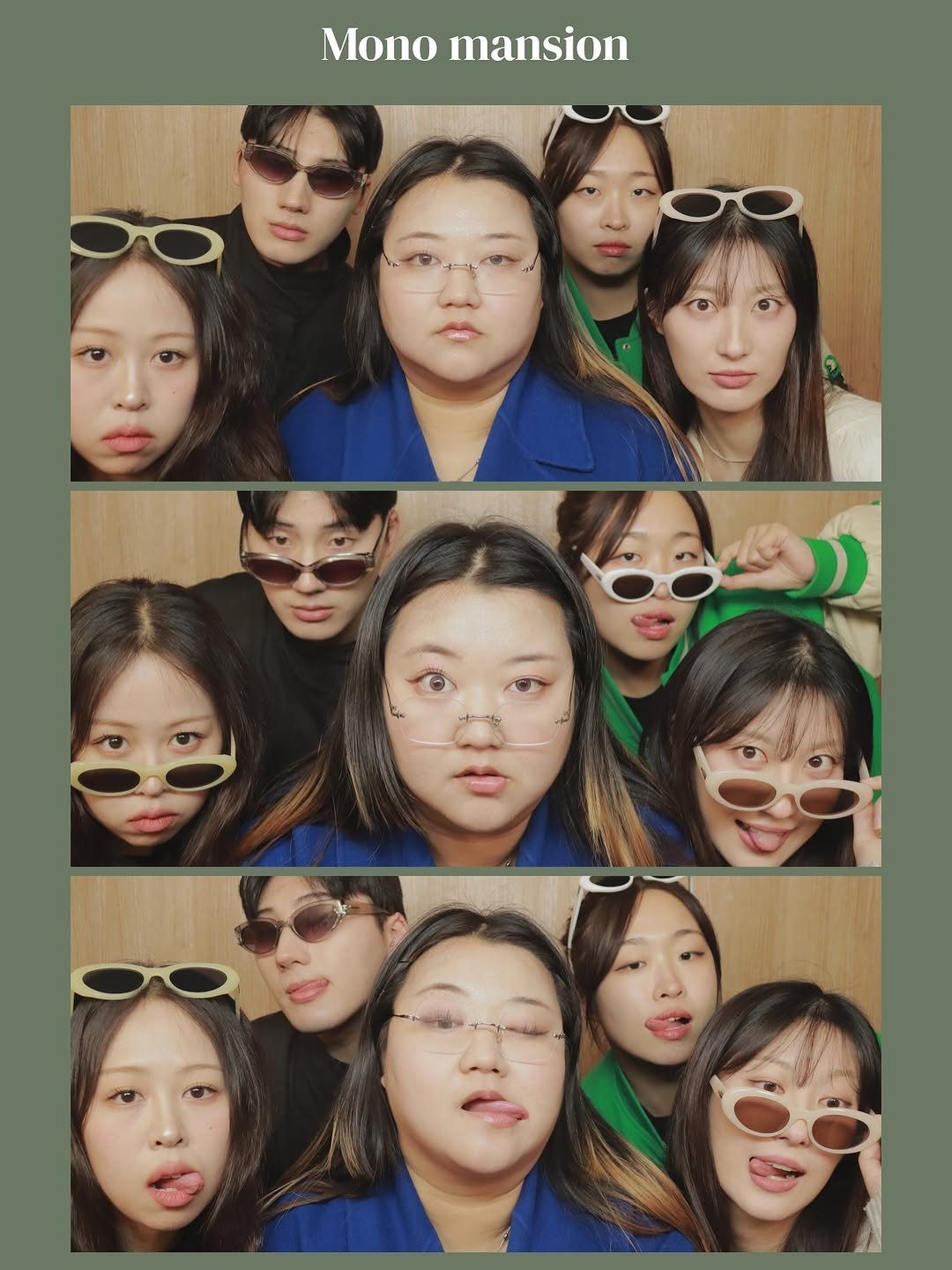 Photo shared by 잼니 on November 10, 2025 tagging @jamnee_96, @pm12.13_, @honeyiwashedthekish, @wl_h_01, @jaancori, and @wm_official2021. May be a selfie of one or more people, sunglasses and text that says 'Mono mansion'.