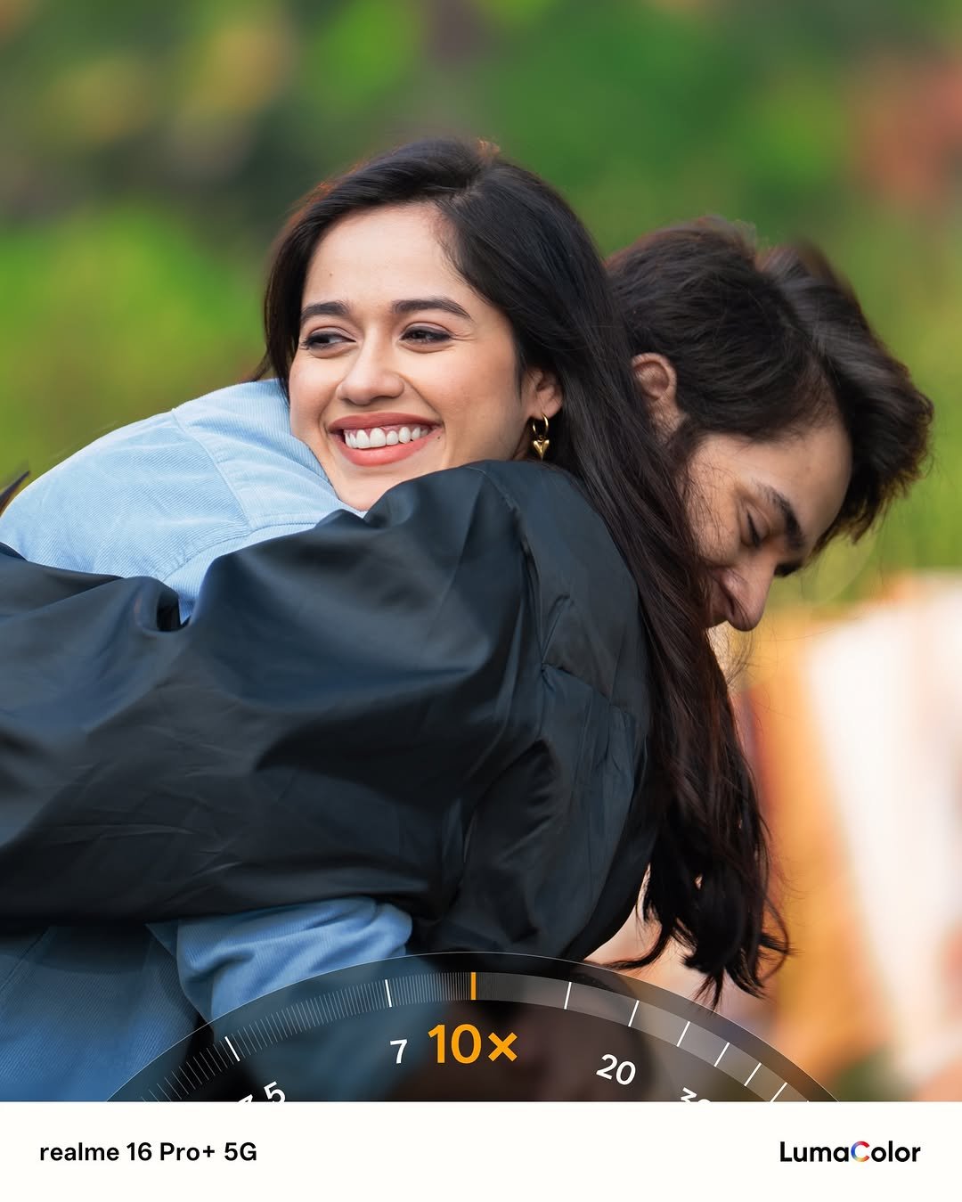 Photo shared by Jannat Zubair Rahmani on January 04, 2026 tagging @ayaanzubair_12, and @realmeindia. May be a selfie of one or more people, people smiling, people kissing, poster, outdoors and text that says '7 10x 10 realme 16 realme16Pro+5G Pro+ 5G 20 LumaColor'.