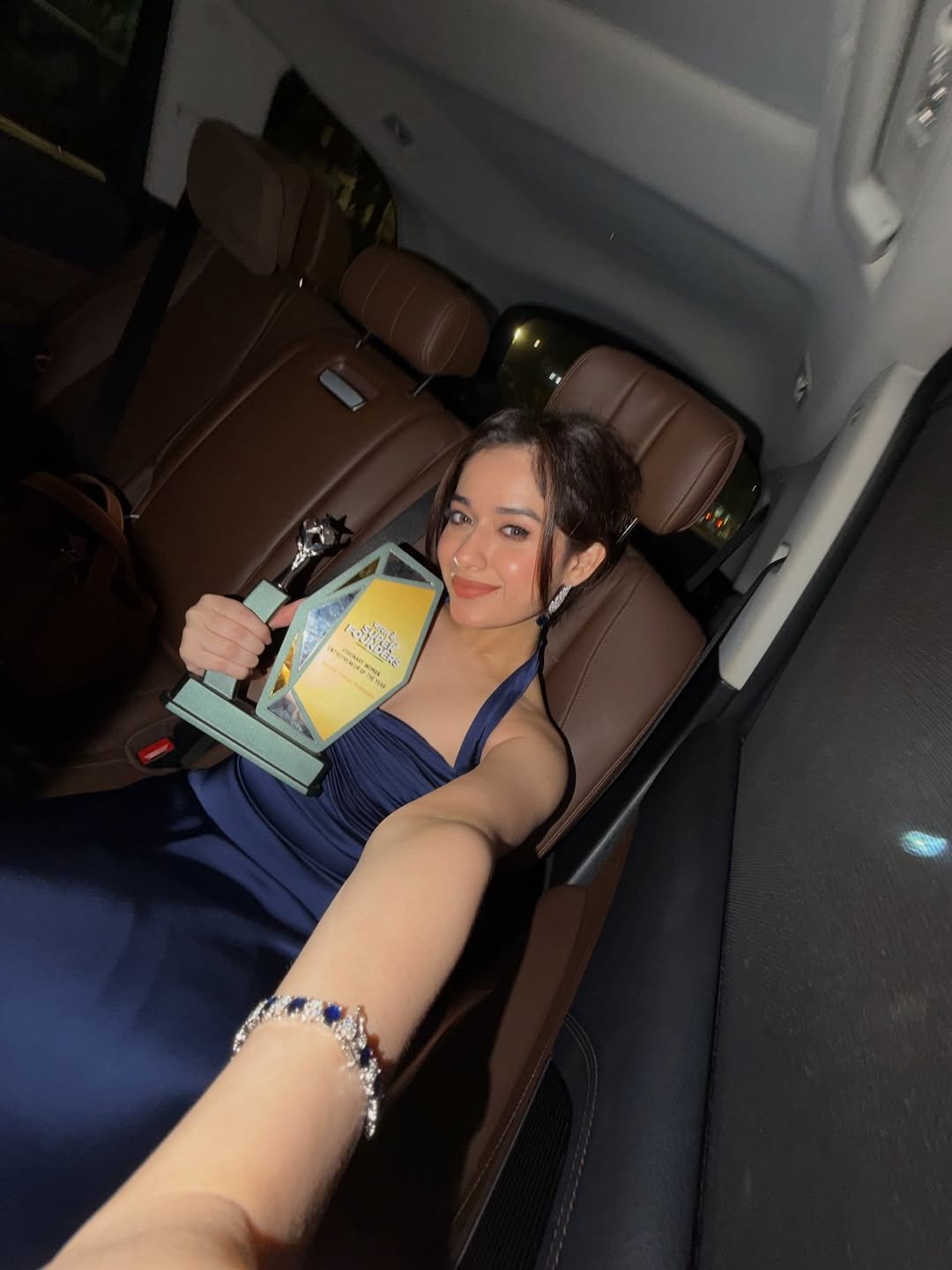 Photo by Jannat Zubair Rahmani on February 16, 2026. May be an image of limousine, seatbelt and text.