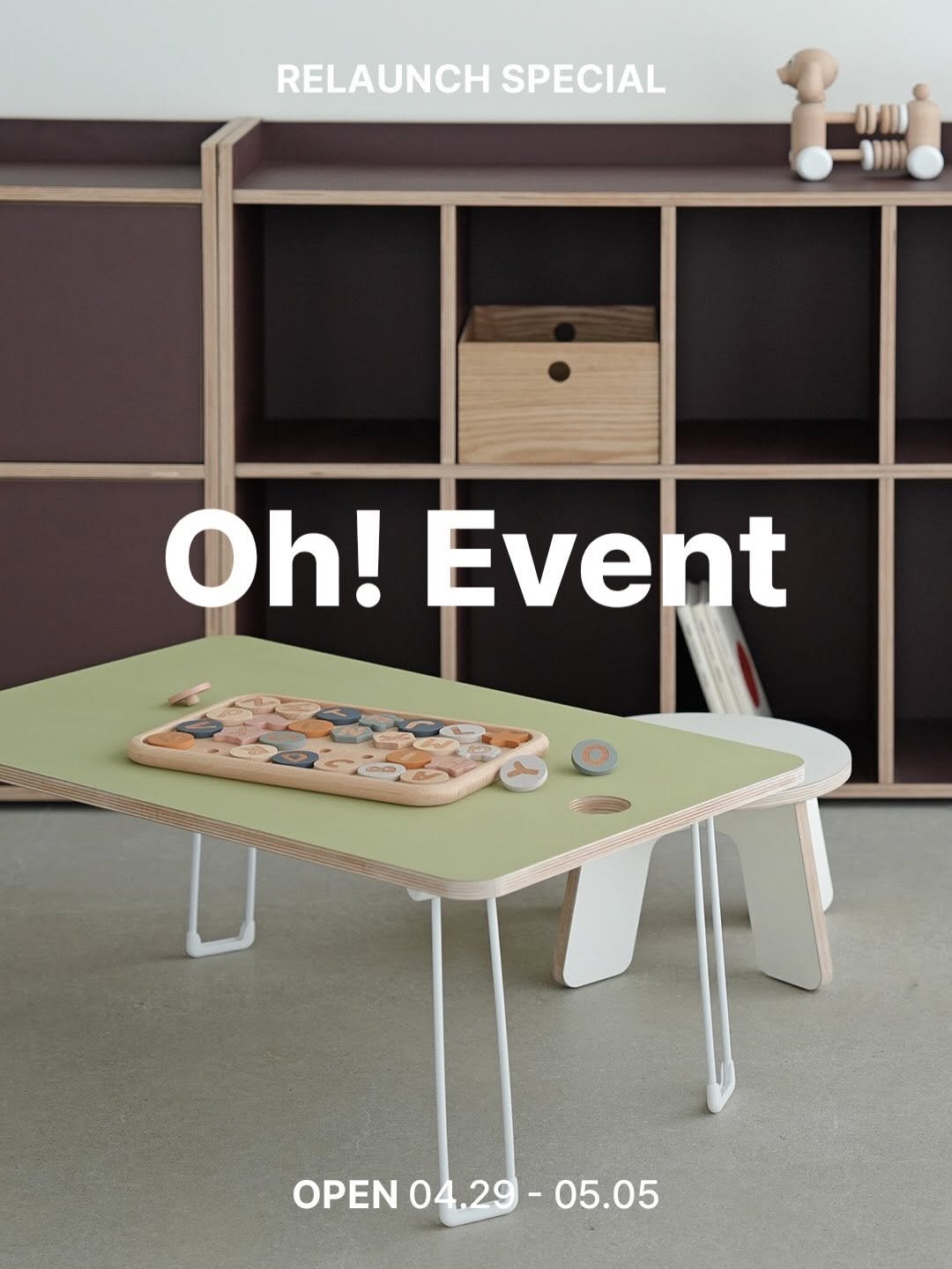 Photo shared by 제이디홈드레싱 | JD홈드레싱 on April 20, 2026 tagging @jdhomedressing. May be an image of table, desk, dining table and text that says 'RELAUNCHSPECIAL RELAUNCH SPECIAL 0ル Oh! Event OPEN OPEN04.29- 04 04.29 - 05.05'.