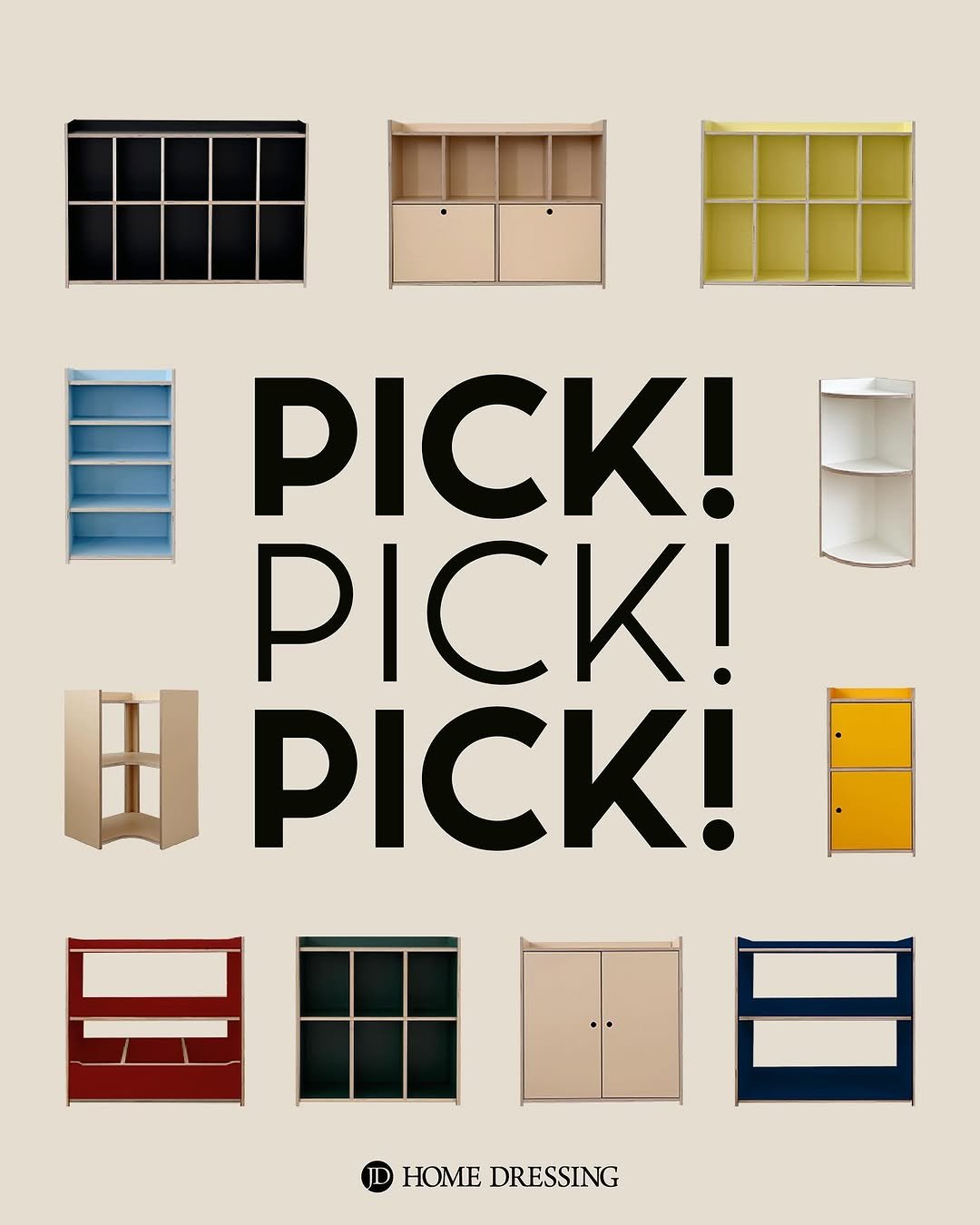 Photo by 제이디홈드레싱 | JD홈드레싱 on June 25, 2025. May be an image of rack, poster and text that says 'PICK! PICK! 田 PICK! 已品品 HOME HOMEDRESSING DRESSING'.