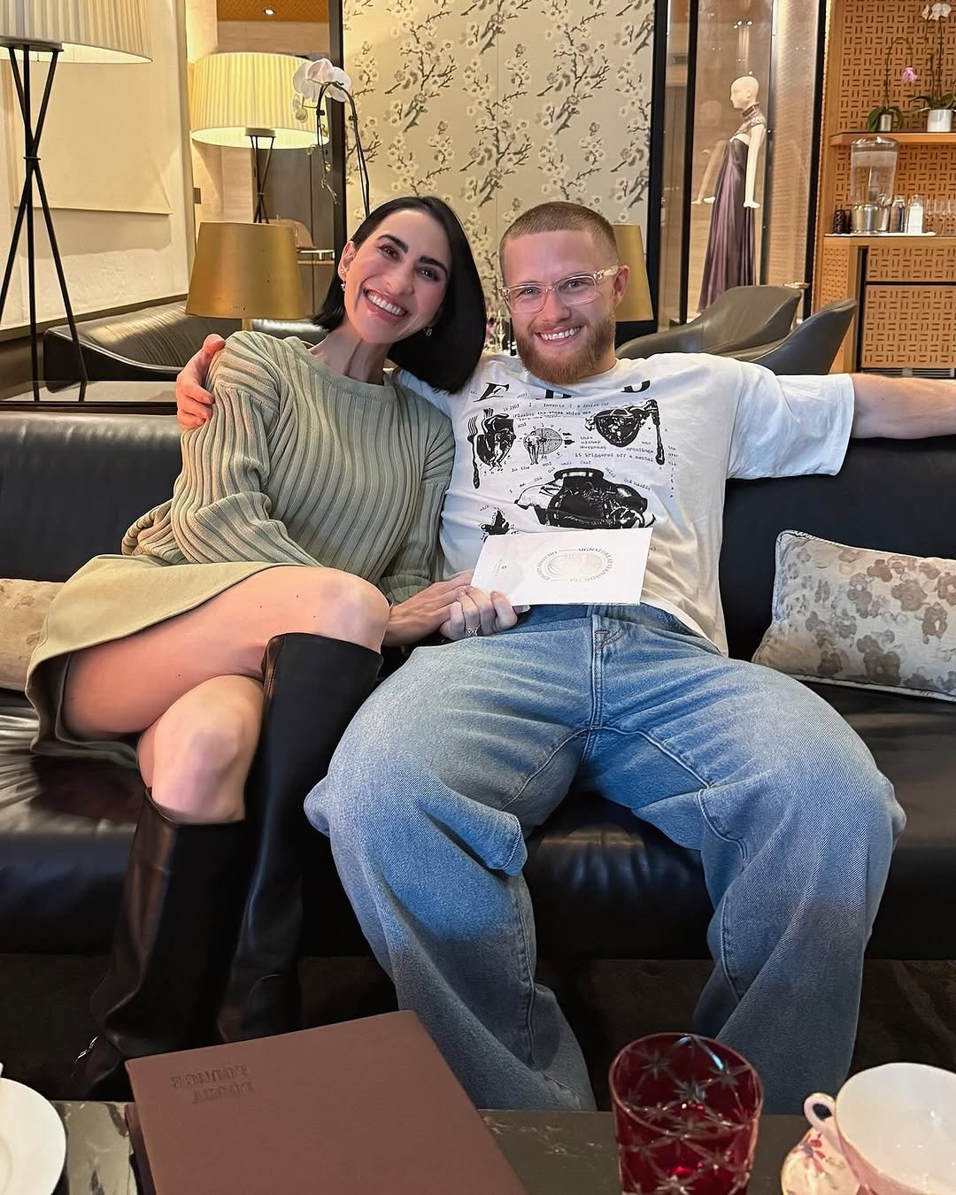 Photo shared by Jeff Nippard on February 14, 2026 tagging @stephanie_buttermore. May be an image of leather and sofa.