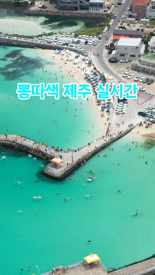 jeju_phototour 게시물 이미지: (실시간)바다색은 김녕이 완벽하네요.
그냥 뽕따색입니다.
너무 예뻐서 색감 그대로...