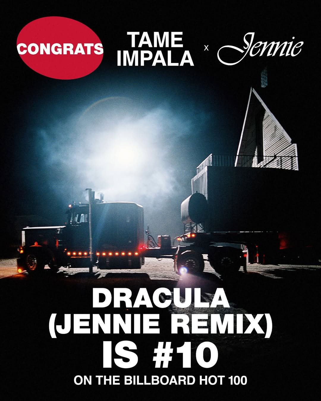 jennie_hq 게시물 이미지: Dracula (JENNIE Remix) hits a new peak of #10...