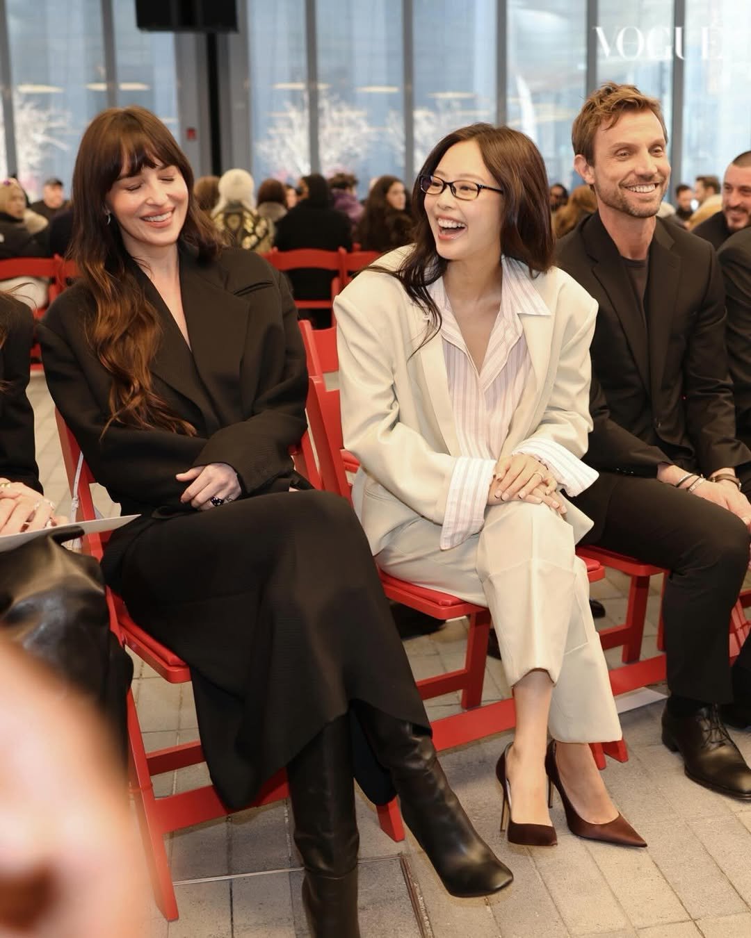 Photo shared by JENNIE BLACKPINK on February 13, 2026 tagging @dakotajohnson, @blackpinkofficial, @jennierubyjane, and @lesyeuxdenini. May be an image of one or more people and text.