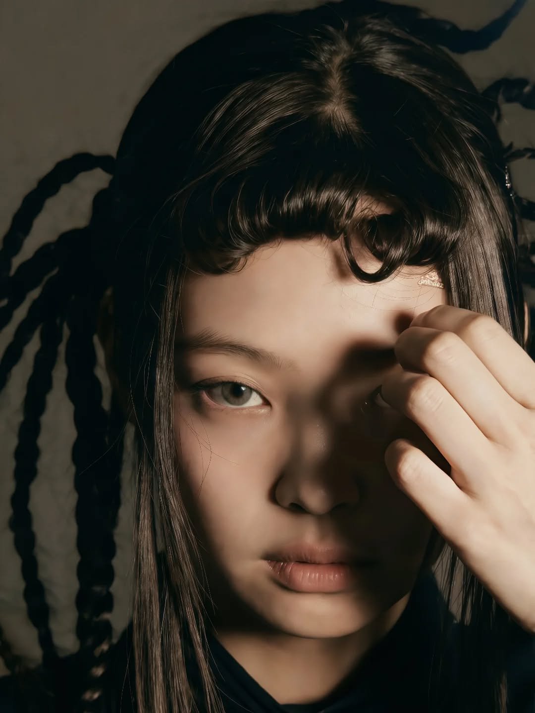 Photo shared by Diana Morales on February 12, 2026 tagging @jennierubyjane. May be a closeup of one or more people, braids, makeup, headdress and text.