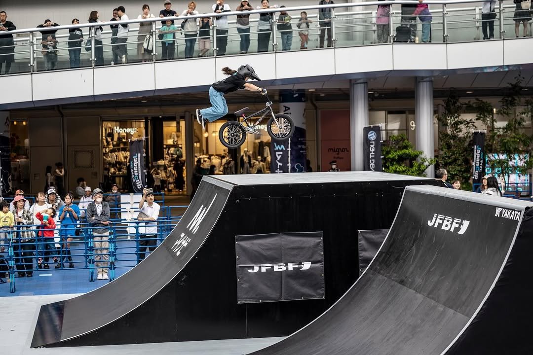 Photo shared by JFBF_official on April 28, 2026 tagging @81bmx, and @emma_s.bmx. May be an image of skateboard and text.