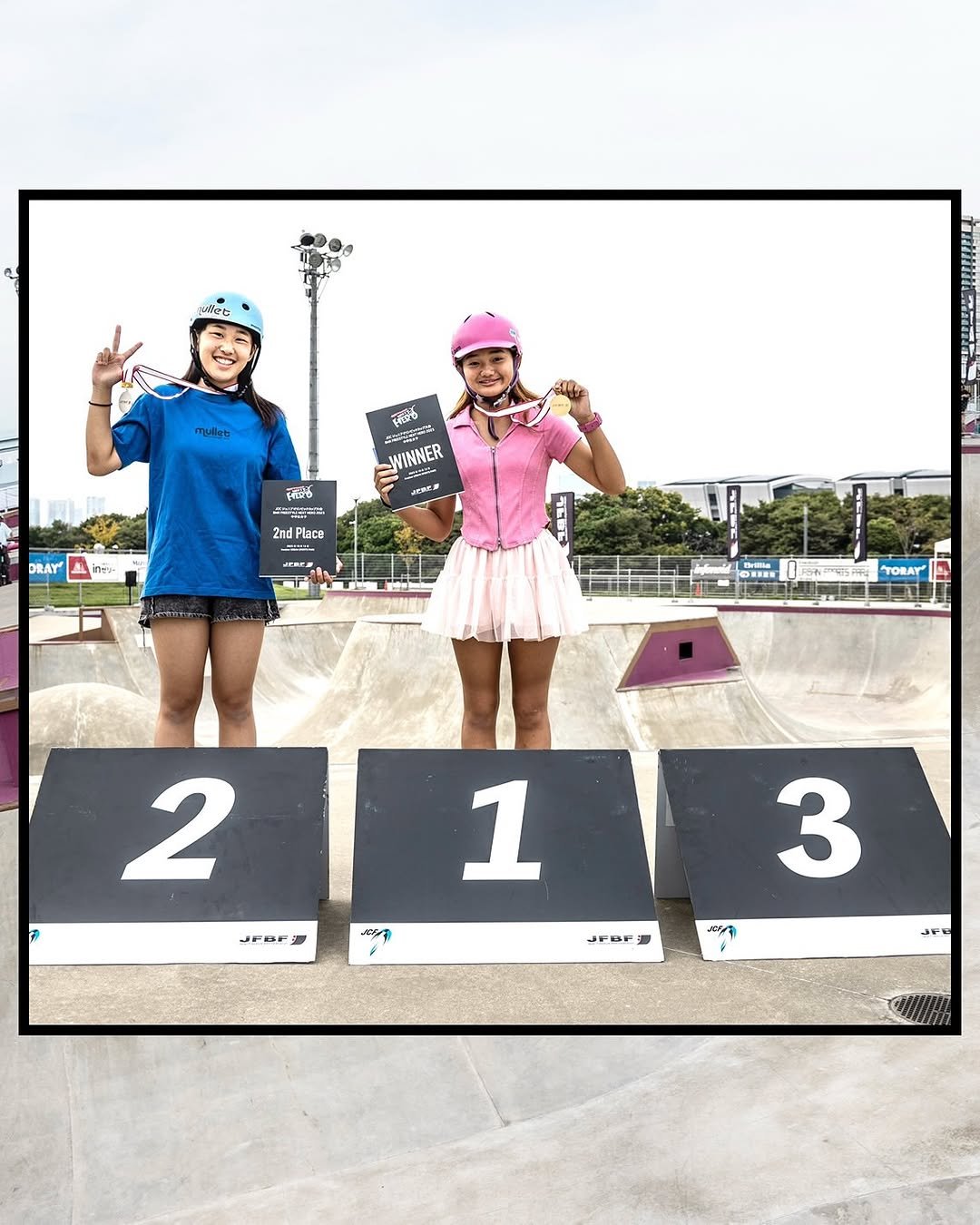 Photo shared by JFBF_official on October 14, 2025 tagging @ok_tomoka, @81bmx, and @rena.s_bmx. May be an image of helmet.