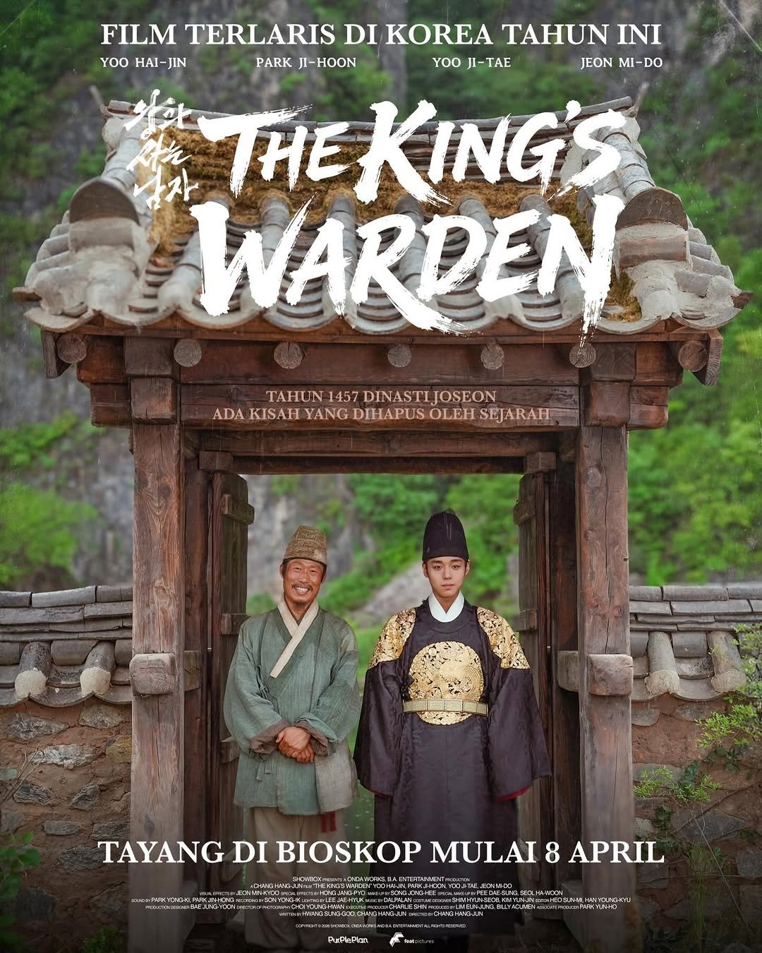 Photo by pjhoonie🐰 on March 18, 2026. May be an image of poster and text that says 'FILM TERLARIS DI KOREA TAHUN INI YOO HAI-JIN JIN PARK JI-HOON YOO I-TAE JEON MI- DO THE THEKING'S WARDEN TAHUN 457 DINASTI TAHUN1457DINASTIJOSEON JOSEON ADA KISAH YANG DIHAPUS OLEH SEJARAH TAYANG DI BIOSKOP MULAI TAYANGDIBIOSKOPMULAI8APRIL 8 APRIL LHSCKN www.a.c.oo MTNGINNGELNGO PaPkaFlan'.