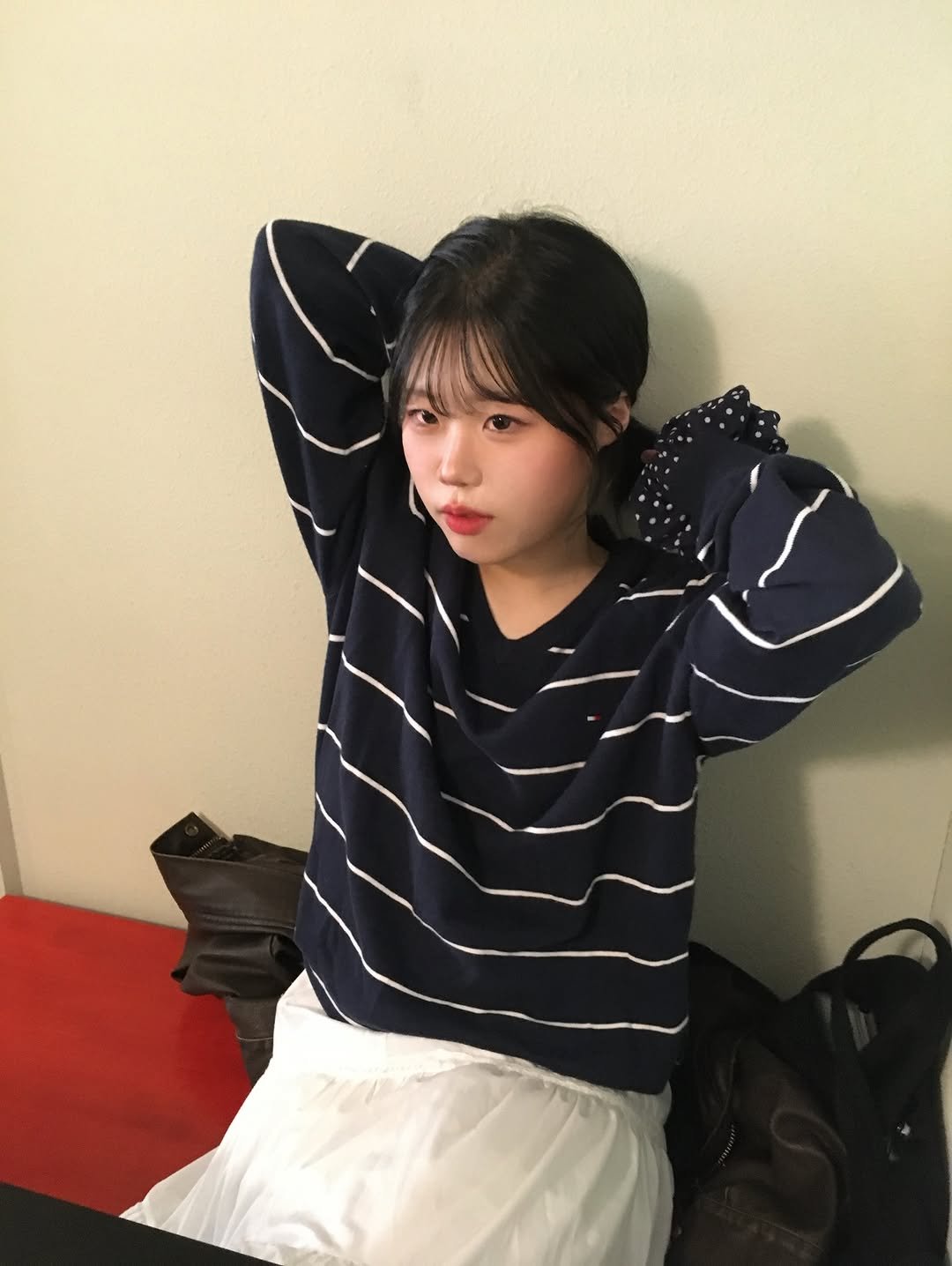 Photo by 지수 on March 07, 2026. May be an image of one or more people, hair, top, parka and text.