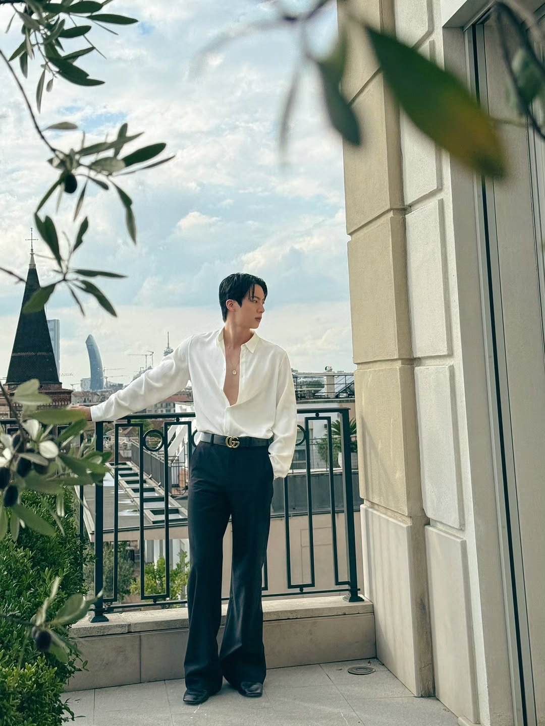 Photo by Jin of BTS on September 24, 2025. May be an image of suit, outdoors and text.