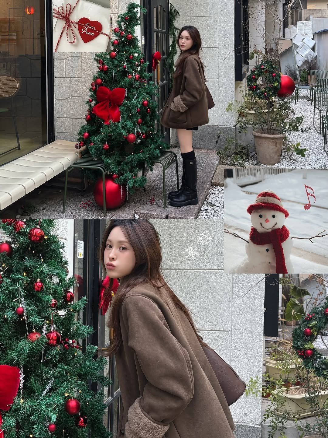 Photo by 진숭이🐒 on December 20, 2025. May be an image of one or more people, hair, duffle coat, overcoat, goosedown coat, cloak, fur, boots, parka, dress and text.