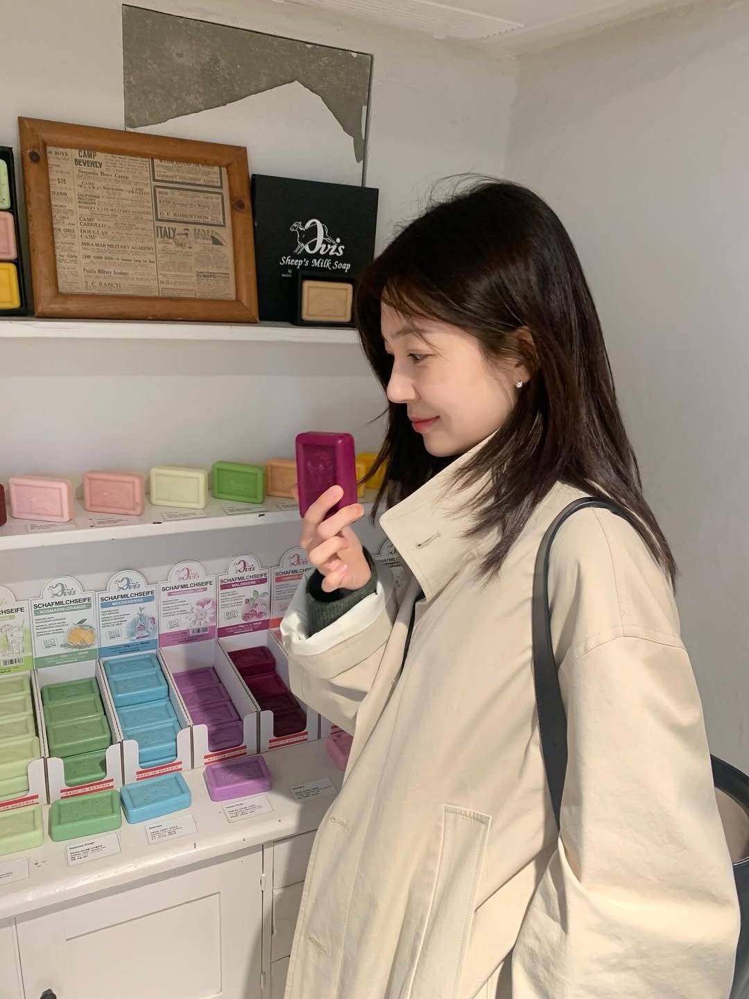 Photo by Baek jinhee💕 on April 07, 2026. May be an image of one or more people, hair, duffle coat, parka, hand cream, cornflower and text.