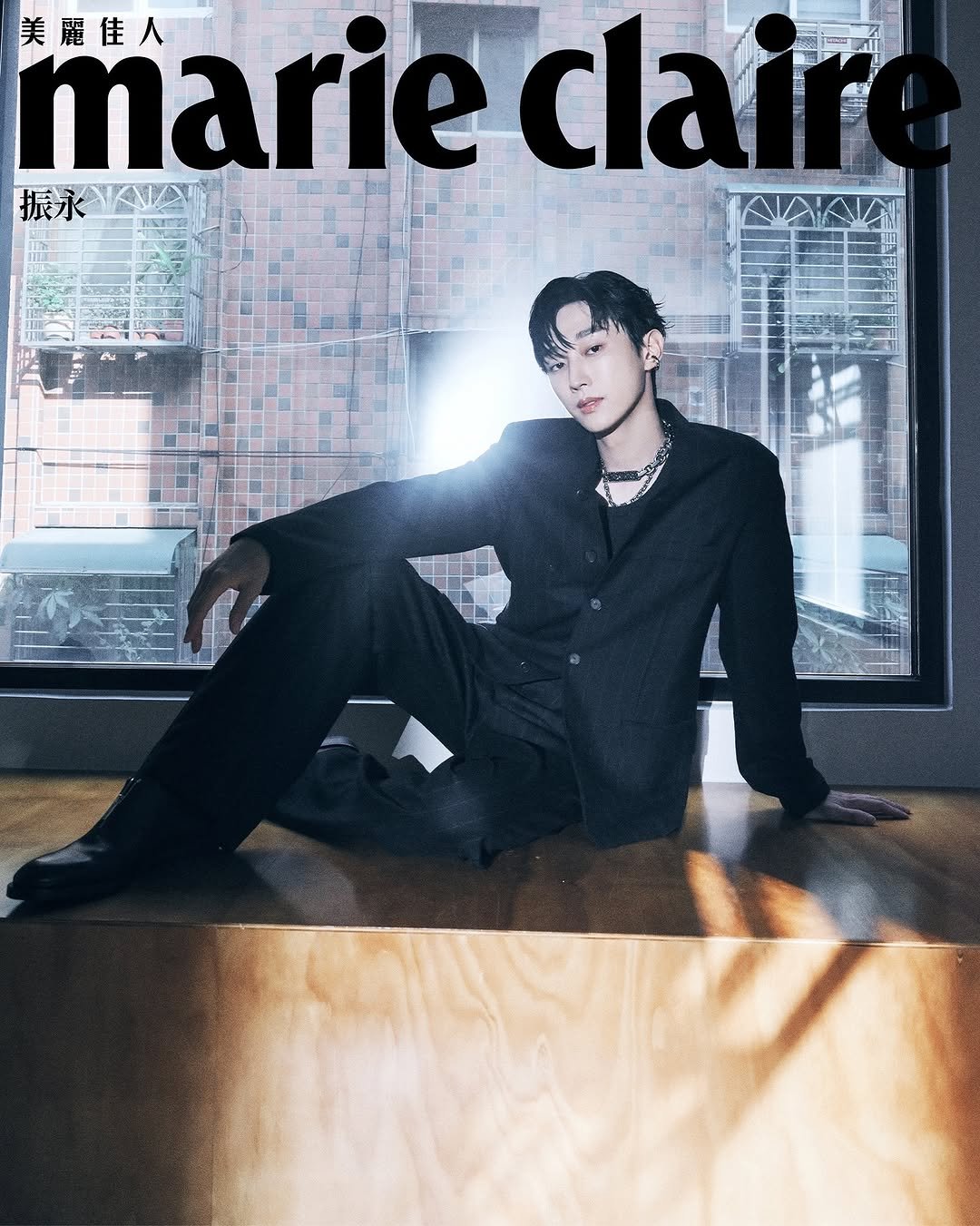Photo shared by Marie Claire Taiwan 美麗佳人 on November 06, 2025 tagging @jinyoung0423. May be an image of magazine, poster, bolo tie and text that says 'marie ieclair cla 美麗佳人 振永 振永K'.