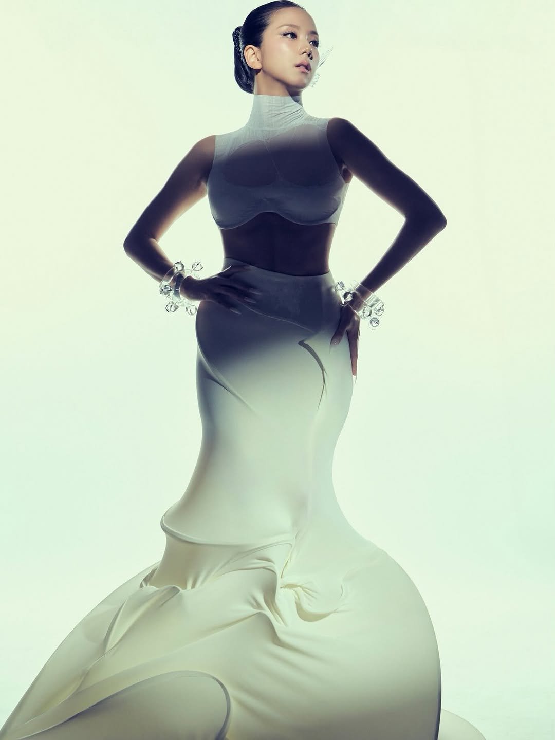 Photo shared by JISOO NEWS🪐 on February 08, 2026 tagging @blackpinkofficial, and @sooyaaa__. May be an image of gown, dress and text.