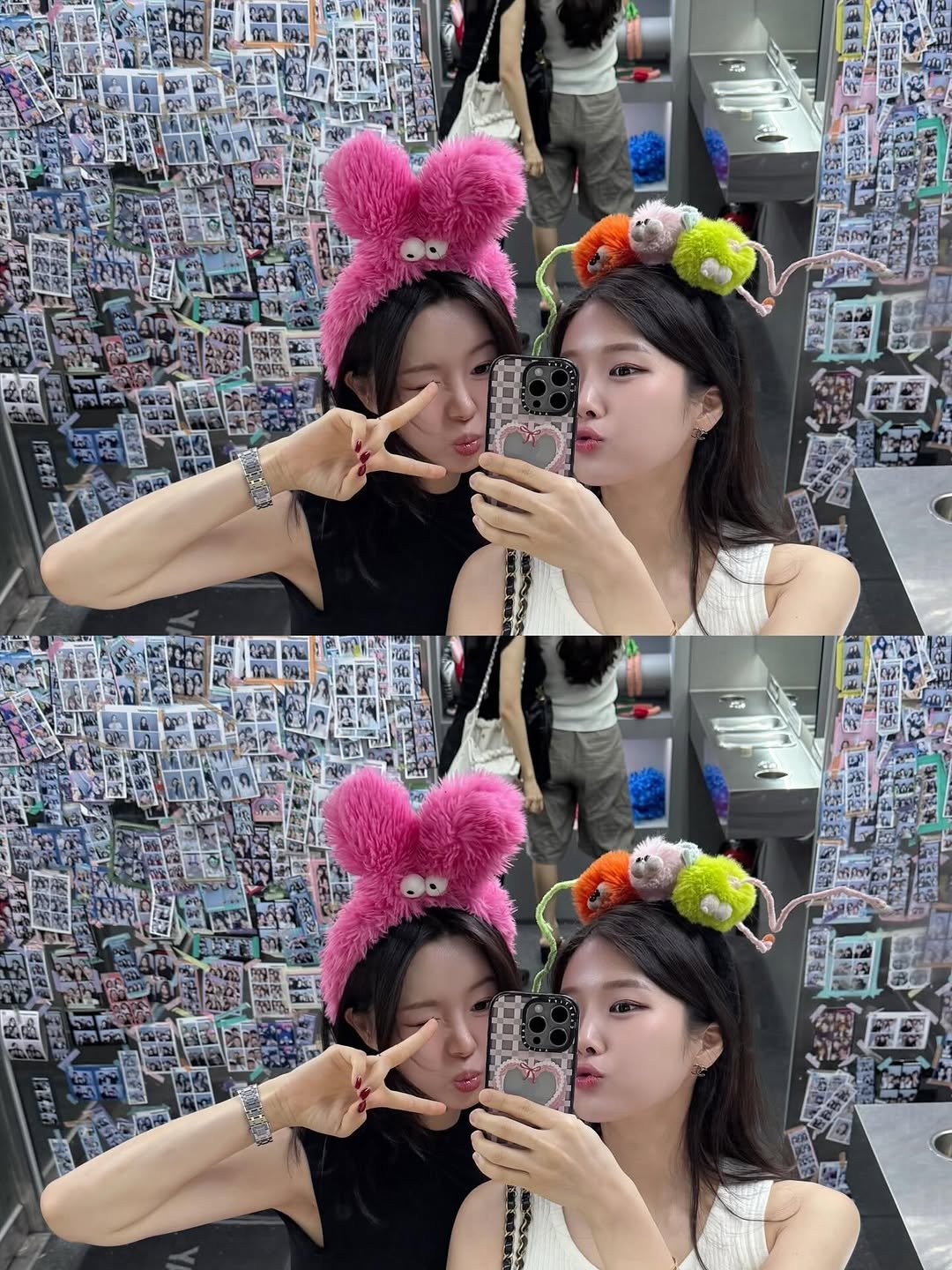 Photo shared by 지 원 on September 07, 2025 tagging @goeunie_. May be an image of 5 people, braids, hat and text.