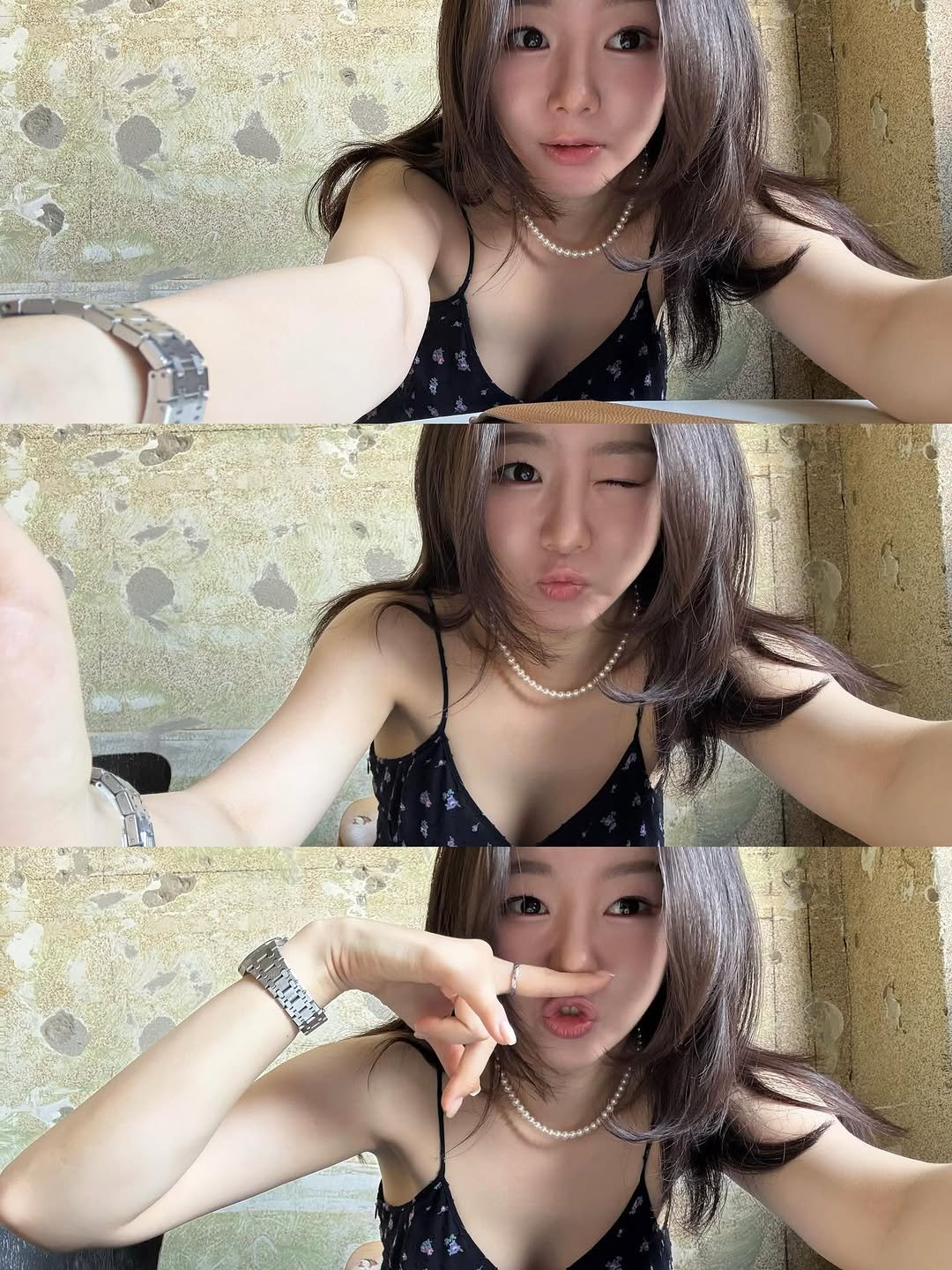 Photo by 지 원 on August 02, 2025. May be a selfie of 3 people, hair and text.