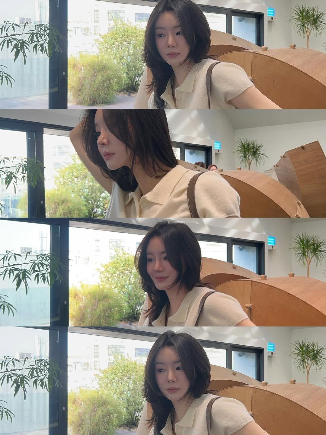 Photo by 지 원 on September 26, 2025. May be an image of 4 people, hair, top and text.