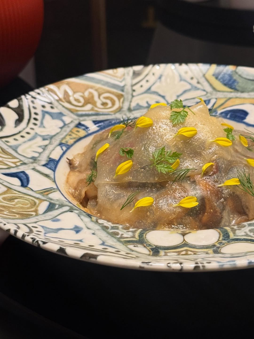 Photo by 지 원 on October 13, 2025. May be an image of congee, sashimi, caviar and text.