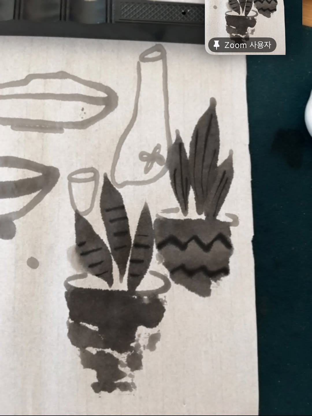 Photo by 신지우캘리그라피/지우글씨 on December 27, 2025. May be an illustration of paper towel, napkin, pen, sketch and text that says 'Zoom 사용지 사용자 사용자'.