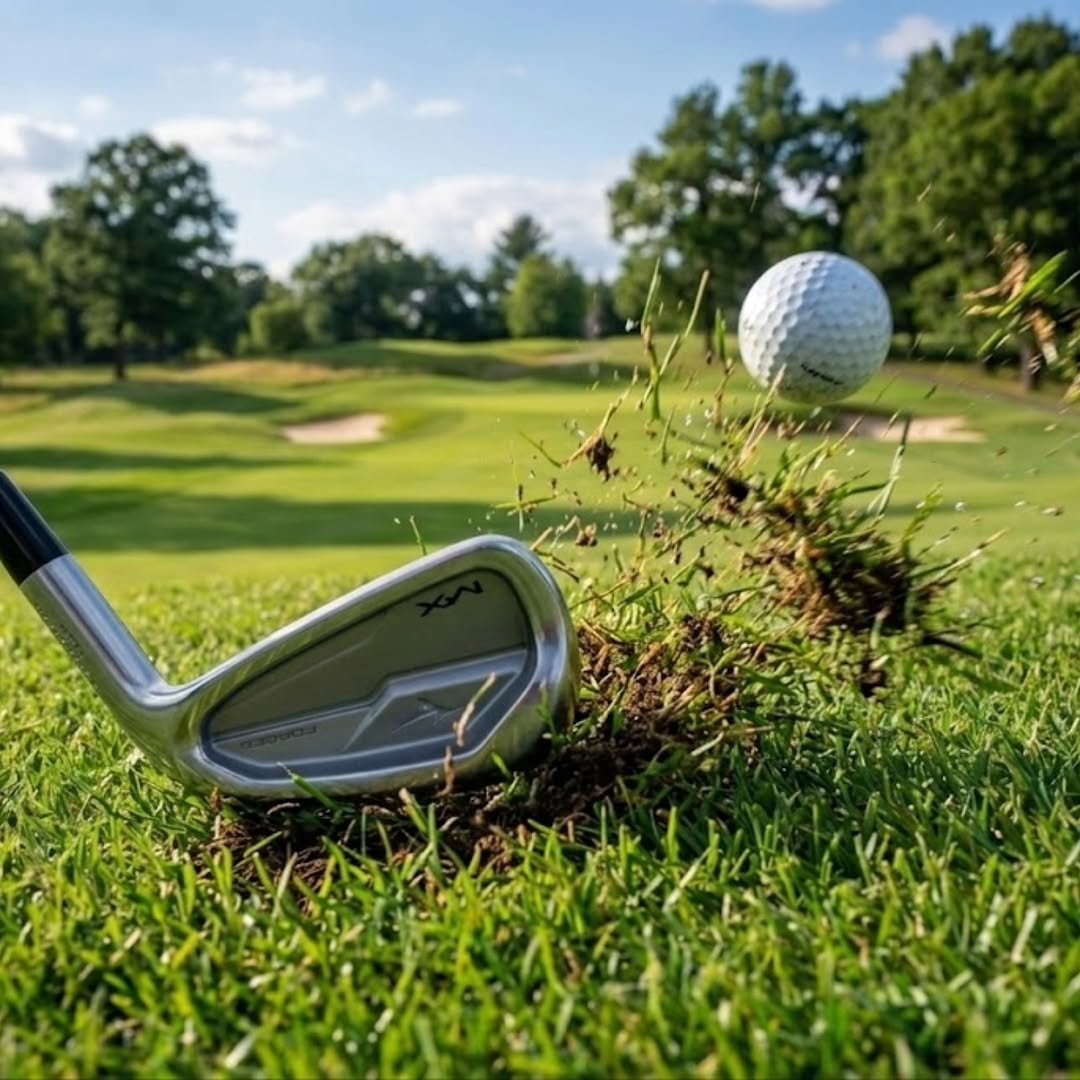 Photo shared by 신 정 균 on April 06, 2026 tagging @mizunogolf_kr. May be an image of golf, golf cart, golf club, golf course and text.