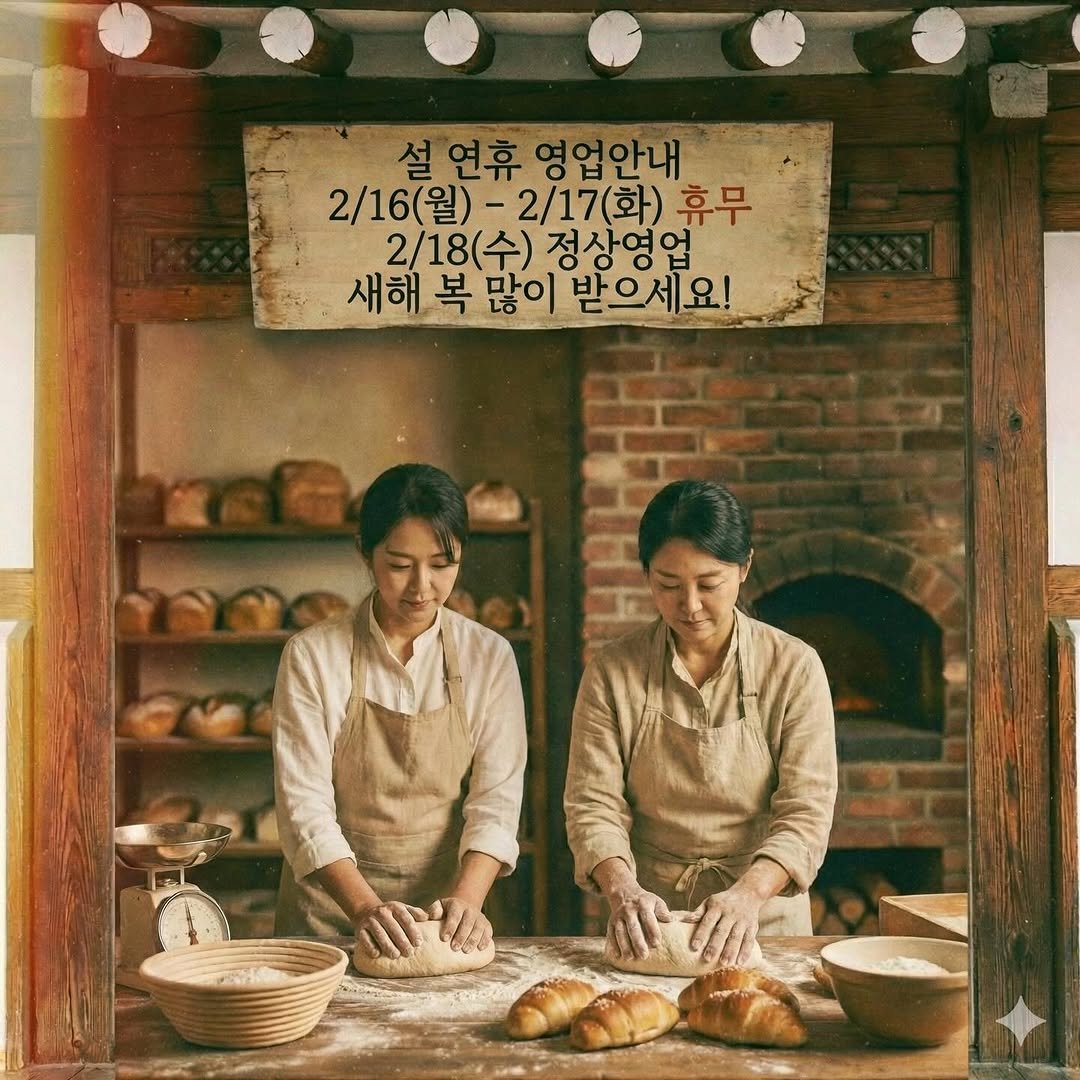 Photo by 동탄카페, 조각달과자점 | 베이커리카페 • 디저트카페 • 카페인테리어 in 동탄 with @jogakdal_bakery. May be an image of baguette, pie and text that says '설연휴영업안내 설연휴 영업안내 2/16(월)-2/17(화) 2/16(월) -2/17(화) 휴무 2/18(수) 2/18(수)정상영업 정상영업 새해 새해복많이 복 많이 받으세요!'.