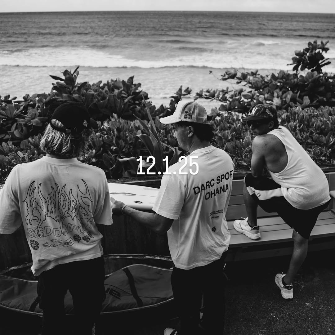 Photo shared by John Mel on November 30, 2025 tagging @bruceirons, @shane_civil, and @darcsportathletics. May be an image of one or more people, surfboard, skateboard, wetsuit, ocean, beach, water and text that says '12.1.25 RCSPOR SPOR DARCSPOF'.