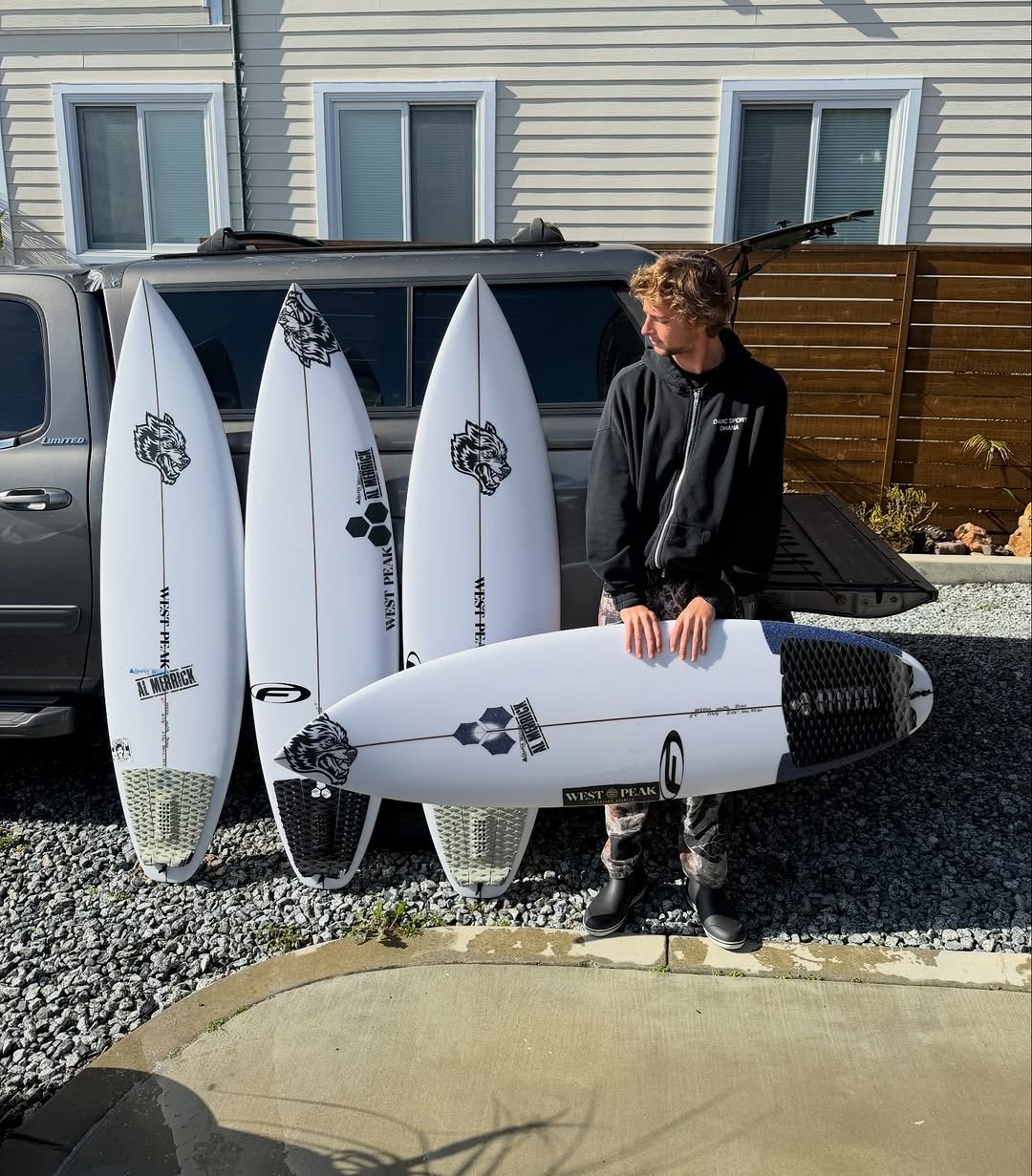 Photo shared by John Mel on February 18, 2026 tagging @cisurfboards. May be an image of surfboard, wetsuit and text.