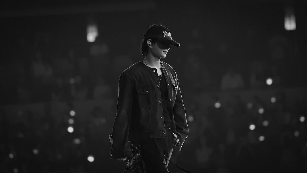 Photo by Joshua Hong on September 29, 2025. May be a black-and-white image of 1 person, bangs and hat.