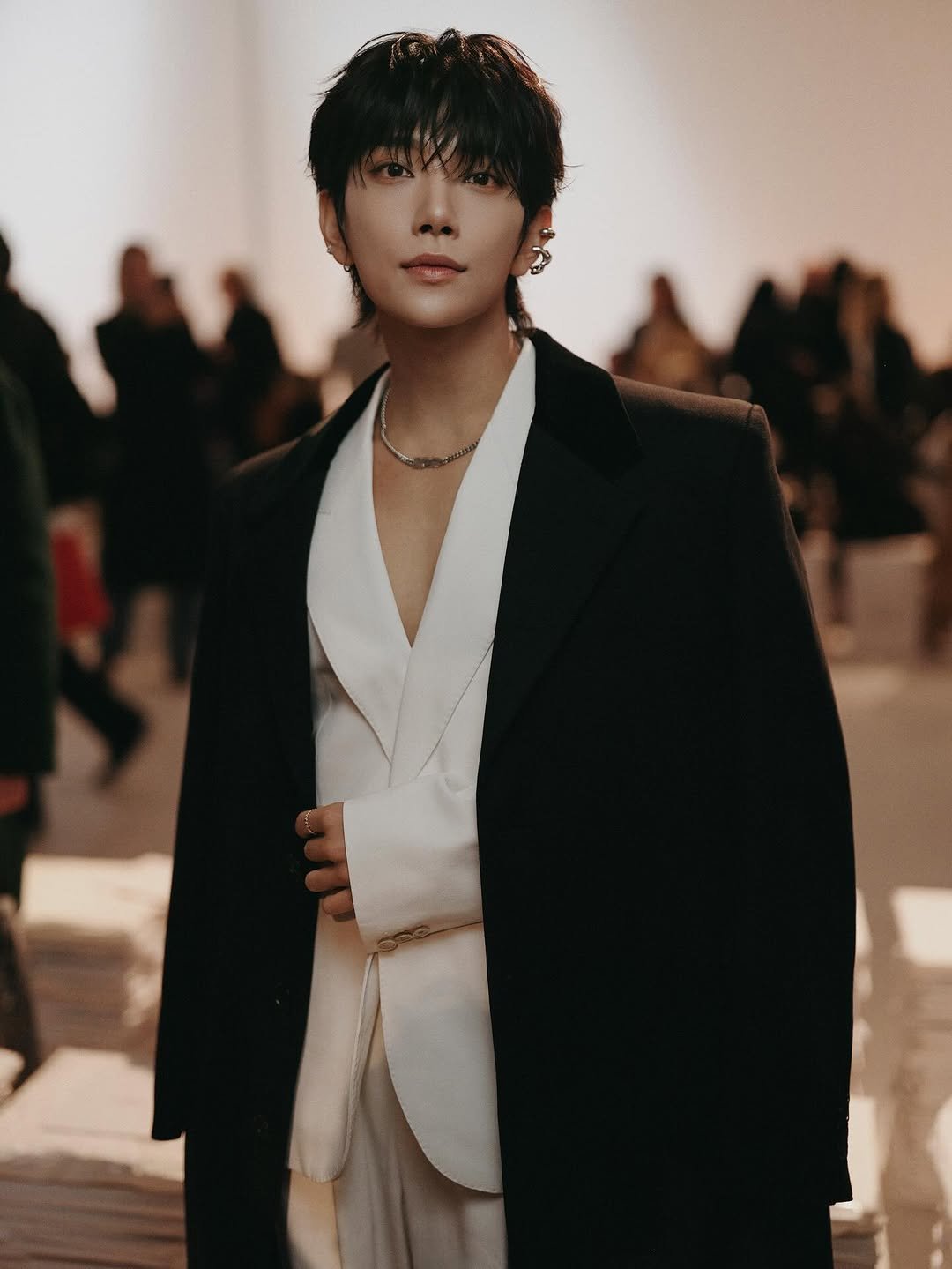 Photo shared by Joshua Hong on October 05, 2025 tagging @givenchy. May be an image of 3 people, bangs and suit.