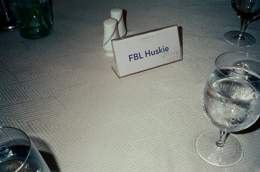 Photo by Joss Way-Ar Sangngern. on November 10, 2025. May be an image of tablecloth, placemat, napkin and text that says 'CONRAD CONRAD ΑΝΘΕΝ FBL Huskie'.