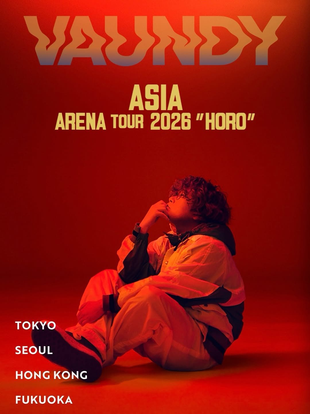 Photo shared by 제이팝 오제 on February 15, 2026 tagging @vaundy_engawa. May be an image of poster and text that says 'YAUNDY ASIA ARENA TOUR 2026 "HORO" TOKYO SEOUL HONG KONG FUKUOKA'.