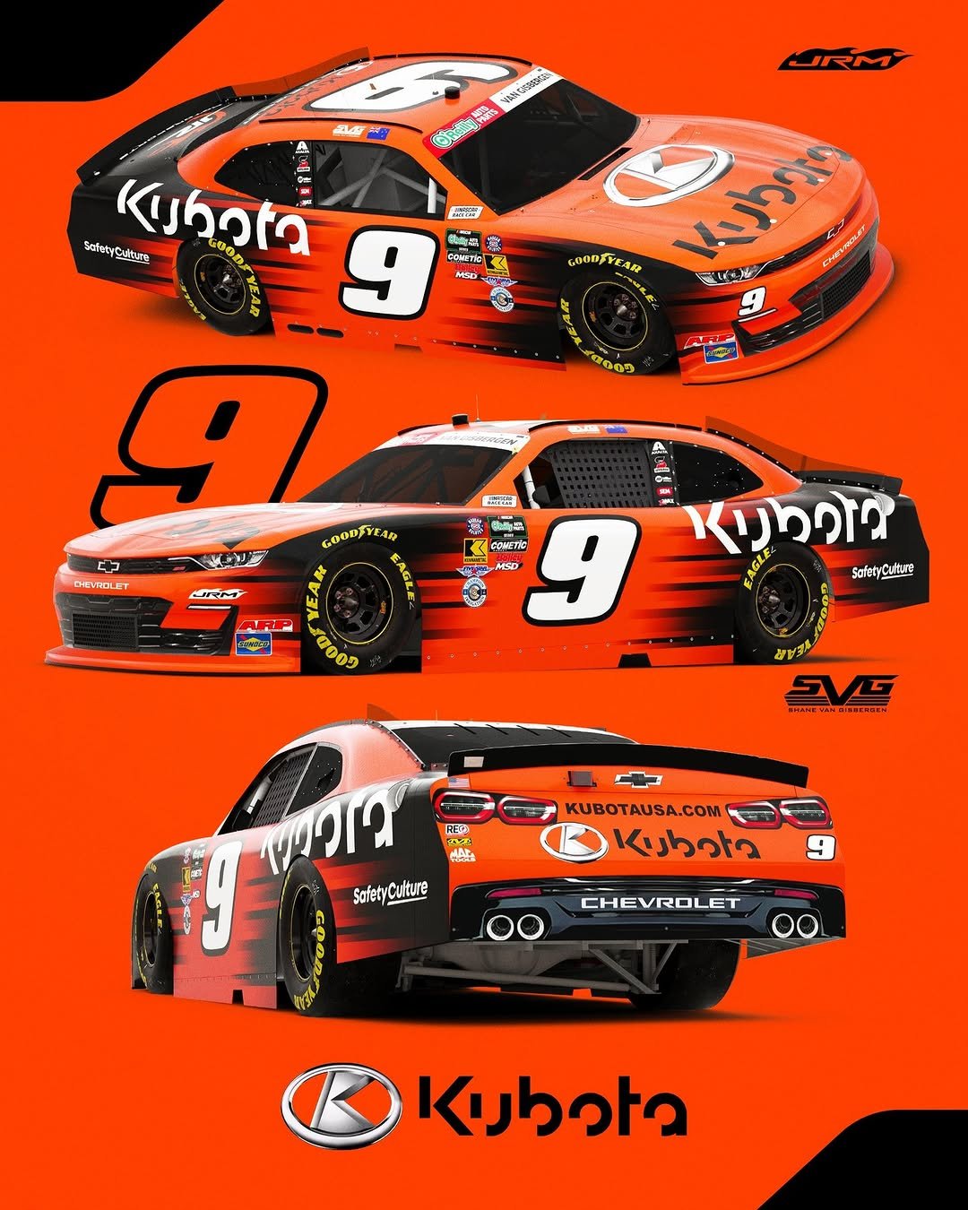 Photo shared by jrmotorsports on April 28, 2026 tagging @svg97, @kubotausa, and @teamtrackhouse. May be an image of racing vehicles, poster, race car and text.