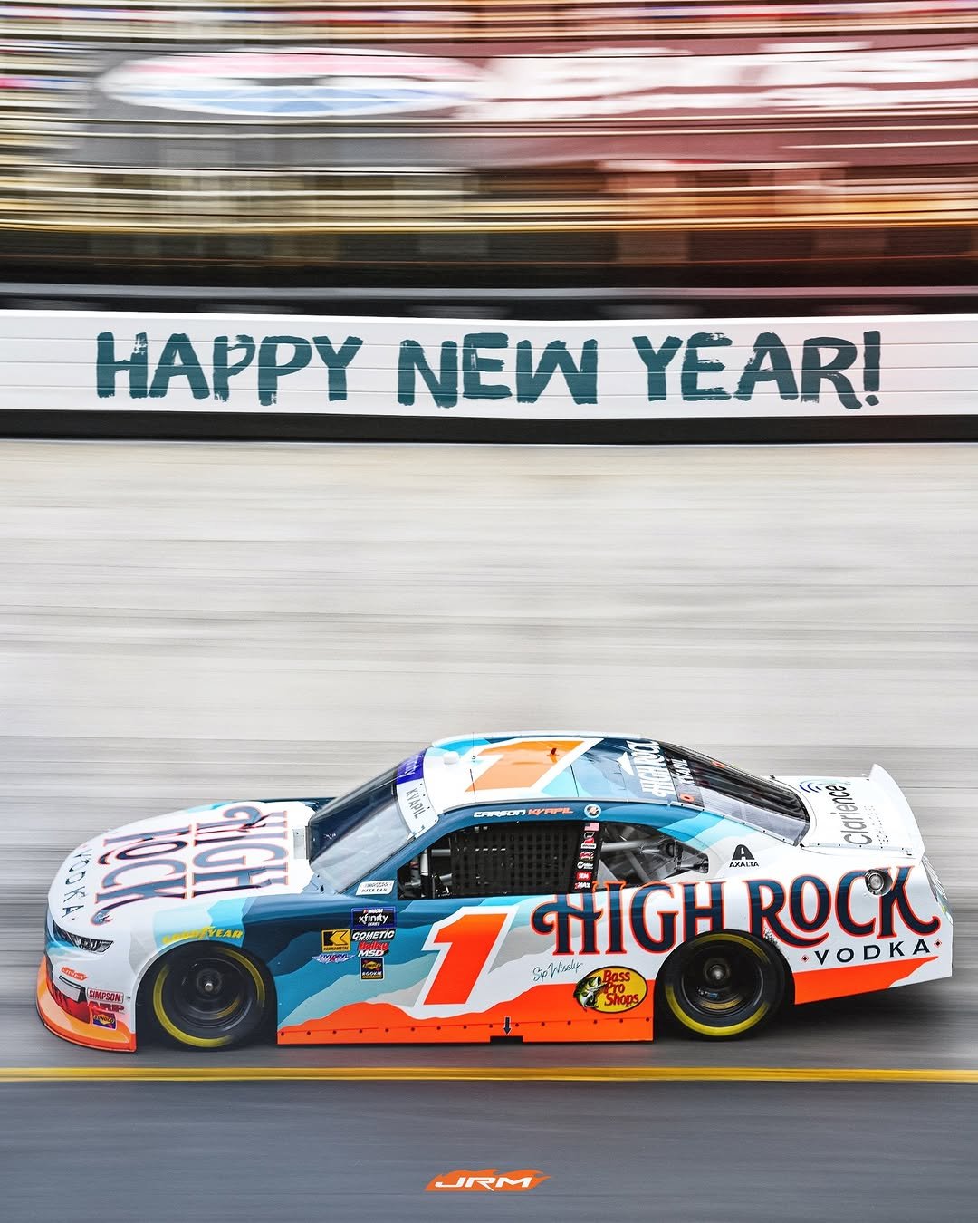 Photo shared by jrmotorsports on December 31, 2025 tagging @highrockvodka. May be an image of racing vehicles, race car and text.