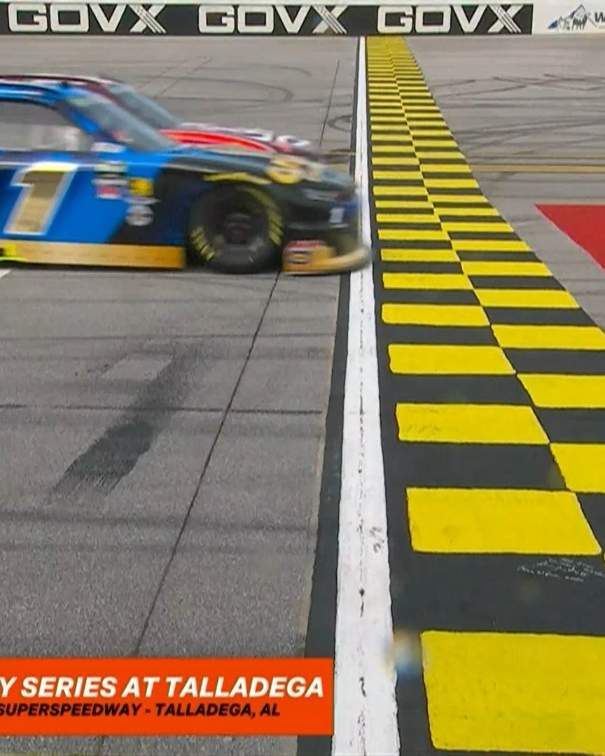 Photo by NASCAR on The CW on April 25, 2026. May be an image of racing vehicles, race car and text that says 'GOVX GOVX GOVX MOAHeR SERIES AT TALLADEGA UPERSPEEDWAY TALLADEGA, UPERSPEEDWAY-TALLADEGA,AL AL'.