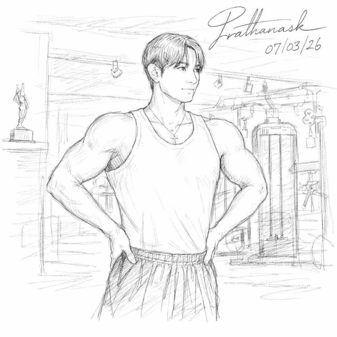 Photo shared by 이주원 = 주디빌더 on March 07, 2026 tagging @ongyi88. May be a doodle of ‎one or more people, biceps, people bodybuilding, poster and ‎text that says '‎Prathanash 07/03/26 سح‎'‎‎.