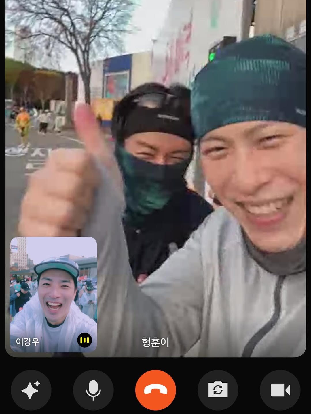 Photo shared by 임주환. Lim Juhwan. on November 30, 2025 tagging @_lkkangw, and @hune2015. May be a selfie of one or more people, face mask and text that says '이강우 형훈 형훈이'.