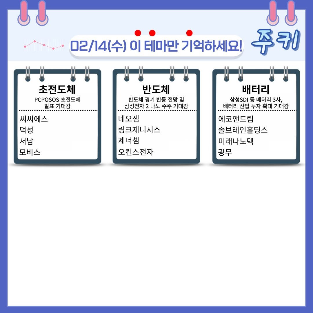 Photo by 재테크 투자 주식 - 매일 테마 관심종목 매매일지 공유 on February 14, 2024.