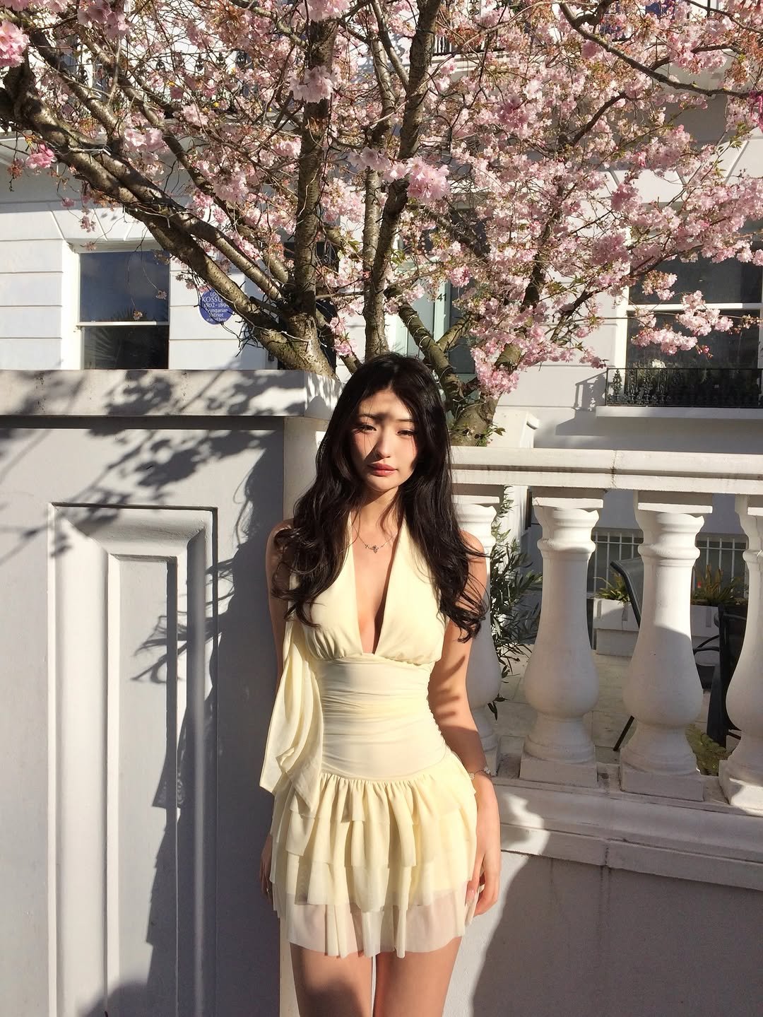 Photo by julia ma on March 30, 2026. May be an image of sundress, stone-fruit tree and text.