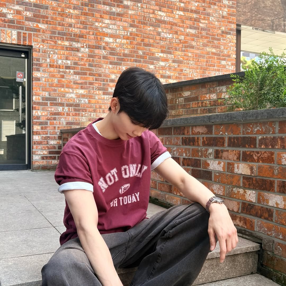 Photo shared by 김경원 on April 13, 2026 tagging @notonlyfortoday_official. May be an image of sweatpants and text.