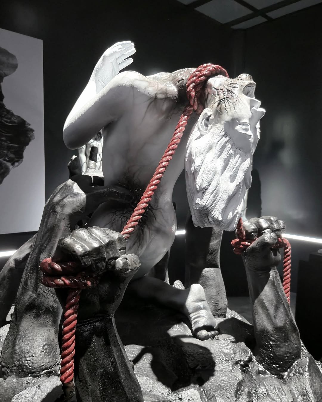 Photo by 조윤수 on December 11, 2025. May be a black-and-white image of macrame, sculpture, bust, statue and text.