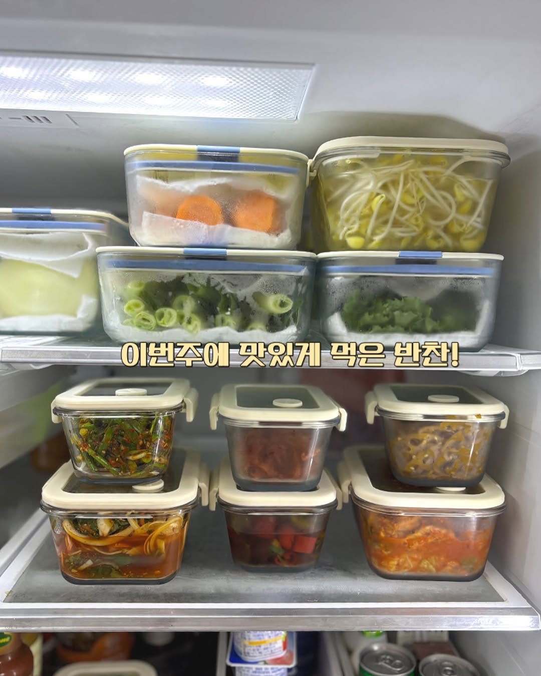 Photo by 정원테이블 on September 09, 2025. May be an image of vegetable, refrigerator and text that says '이번주어맛있게먹은빈찬 이번주에 이번주어-맛있게 맛있게 먹은 반찬! अयमी'.