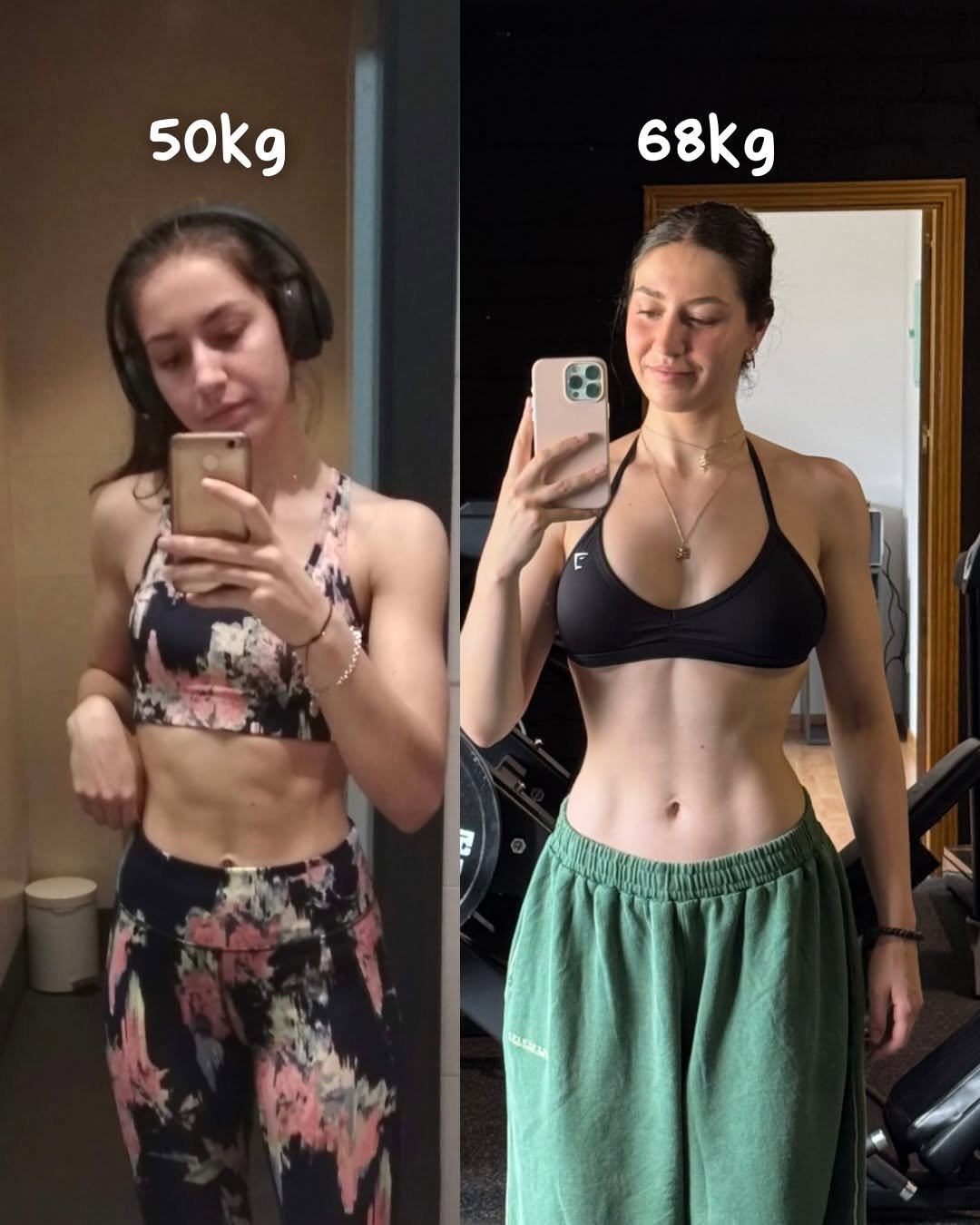 Photo by Javi y Nuria | Entrenadores Online on February 19, 2026. May be an image of one or more people, biceps, people bodybuilding and text that says '50kg 68kg SM'.