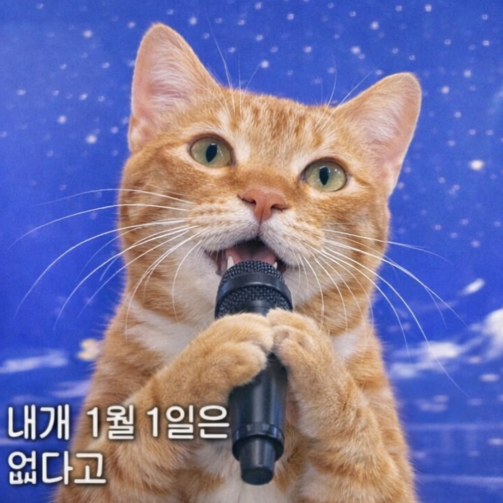 Photo by 💋💄슈퍼 아이돌 공주님 김금동🎤🐈 on January 01, 2026. May be an image of Abyssinian cat, kitten and text that says '내개 1월 1일은 없다고'.