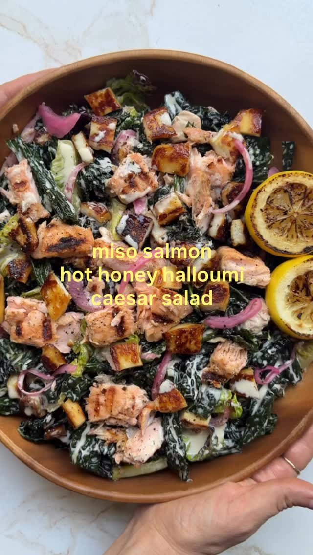 kalememaybe 게시물 이미지: miso salmon hot honey halloumi caesar! made in...