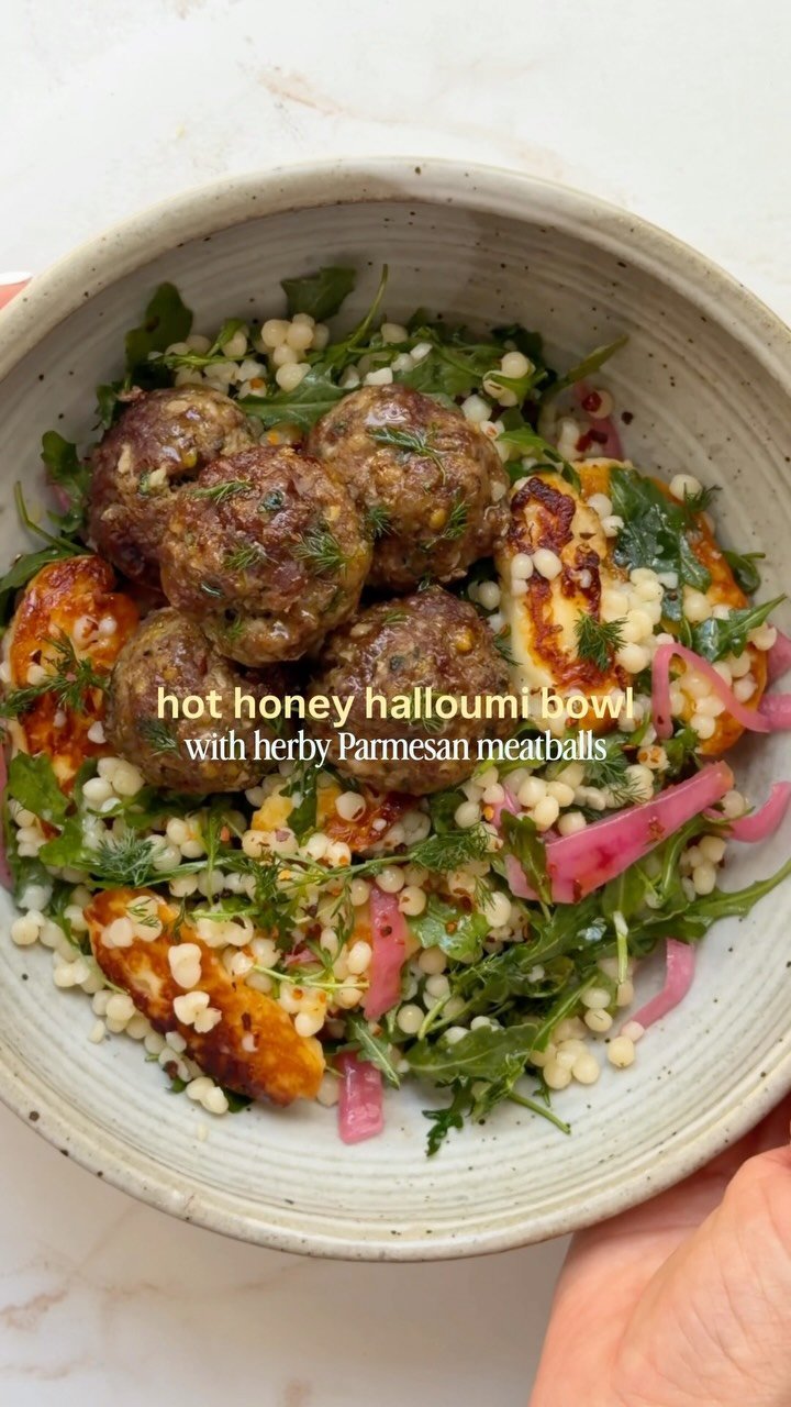 kalememaybe 게시물 이미지: hot honey halloumi pearl couscous bowl with...