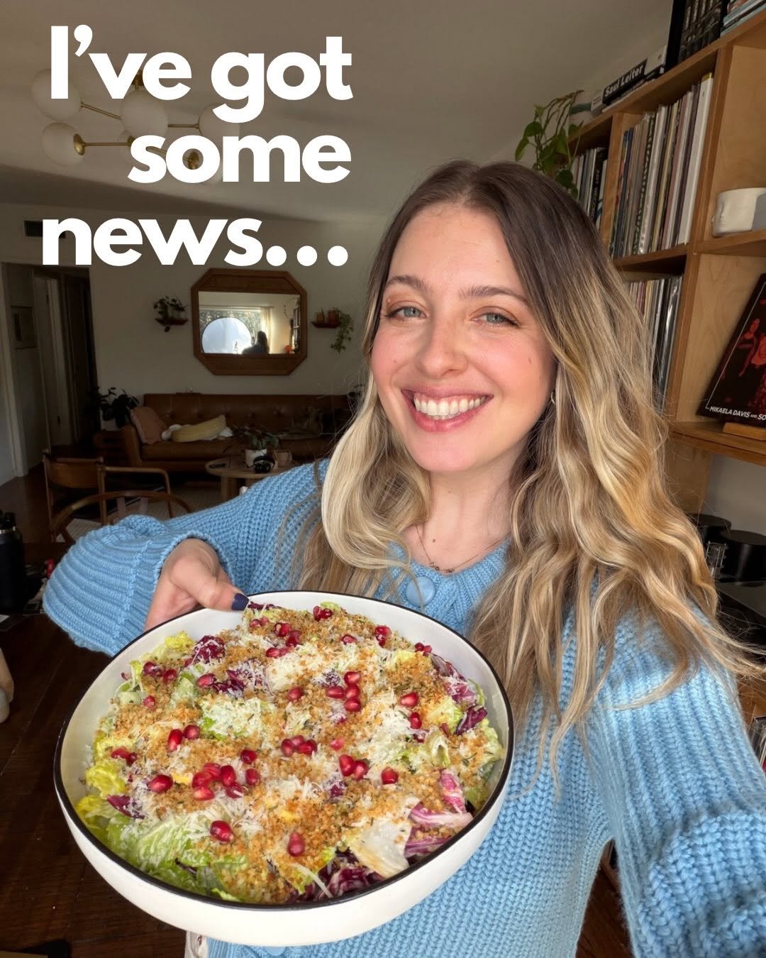 Photo by Carina Wolff on January 21, 2026. May be an image of pasta, brussels sprouts and text that says 'I've got some news...'.